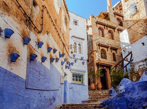 Alley in the medina of Chefchaouen, north of Morocco