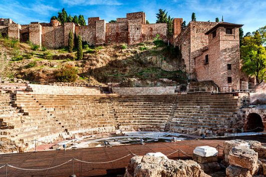 The Roman Theatre in Malaga. Andalusia, Spain